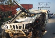 राजस्थान से गंगा स्नान करने आ रहा परिवार हुआ सड़क हादसे का शिकार ,पिता और बच्चे की मौके पर मौत