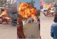 कर्नाटक में रॉयल एनफील्ड बुलेट में हुआ धमाका, स्थानीय लोगों ने पुलिस की मदद से बुझाई आग