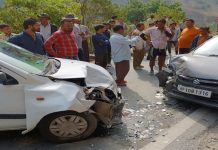 दो आल्टो कार में हुई टक्कर,कार सवार तीन महिला समेत पांच लोग घायल