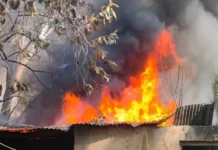 घर में शाॅट सर्किट के बाद गैस सिलिंडर फटा,पांच झुलसे