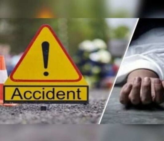 सड़क हादसे में बाइक सवार युवक की मौत, एक गंभीर