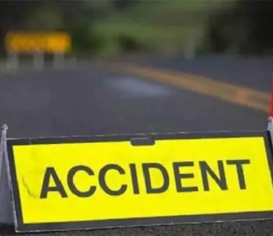 सड़क किनारे पोल से टकराई कार,एक की मौत,एक गंभीर