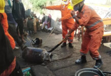 सिलिंडर में आग लगने से धमाके के बाद अफरा-तफरी