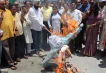 चमोली हादसे को लेकर कांग्रेस ने फूंका प्रदेश सरकार का पुतला