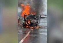 कार में लगी आग, चार जिंदा जले दूसरे वाहन से टकराने पर हुआ हादसा