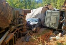 सेना के तीन ट्रक हुए दुर्घटनाग्रस्त, कई जवान घायल