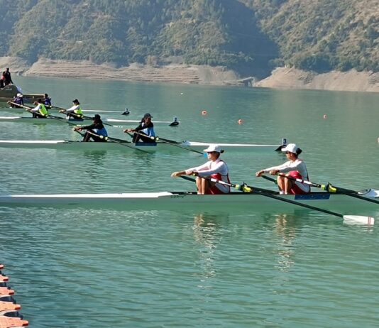 राष्ट्रीय खेल: टिहरी झील कोटी में रोइंग प्रतियोगिताएं शुरू